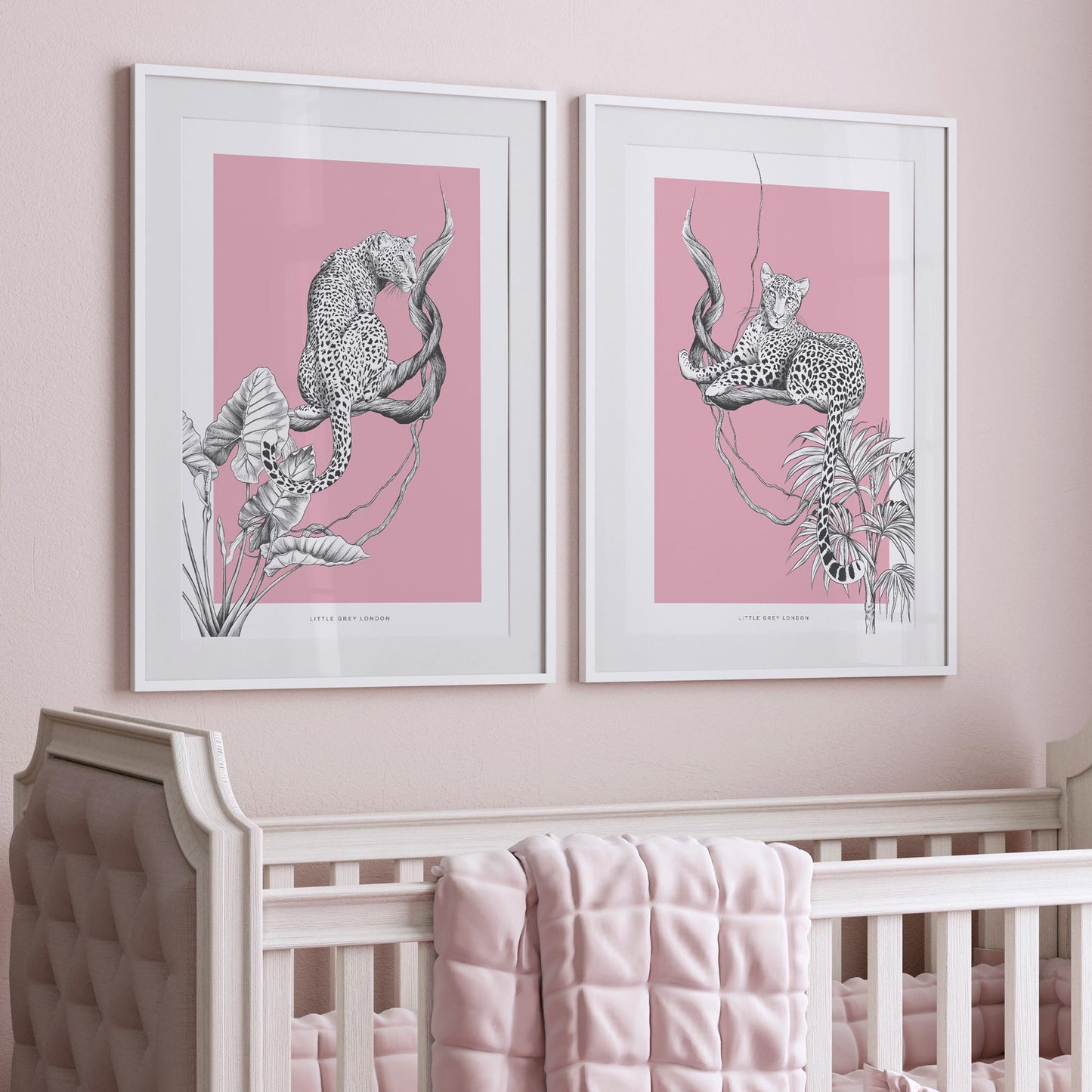 JUNGLE LEOPARD PINK SET OF 2 ART PRINTS