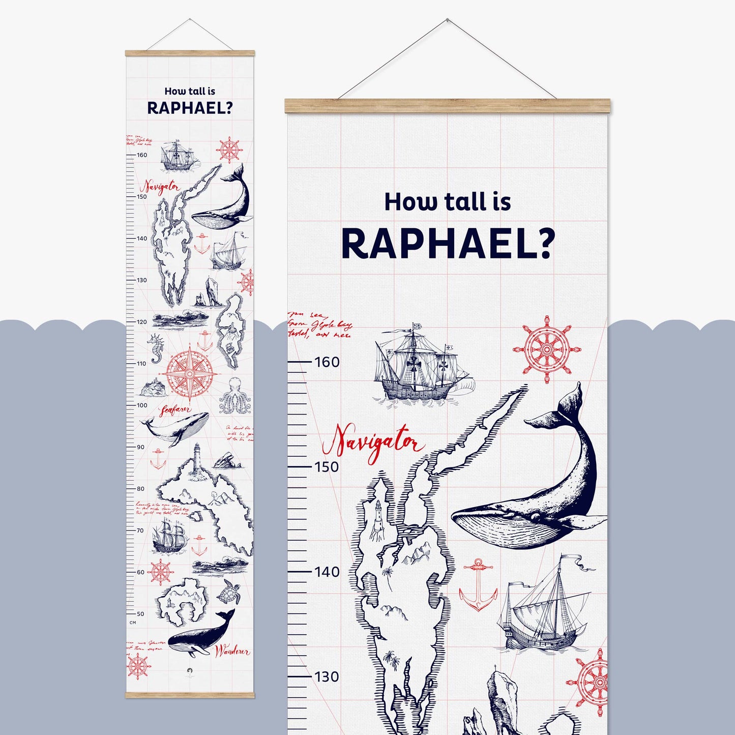 NAUTICAL PERSONALISED HEIGHT CHART