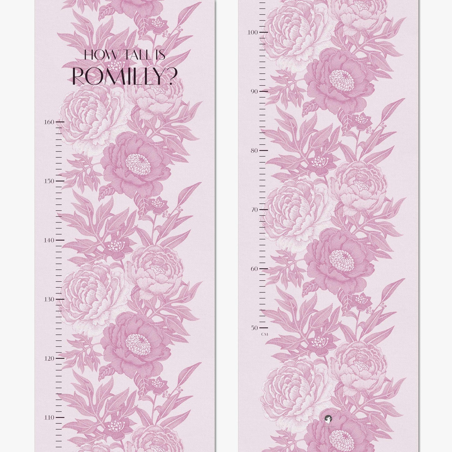 PINK PEONIES PERSONALISED HEIGHT CHART