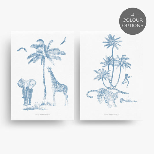 SAFARI TOILE DE JOUY SET OF TWO ART PRINTS