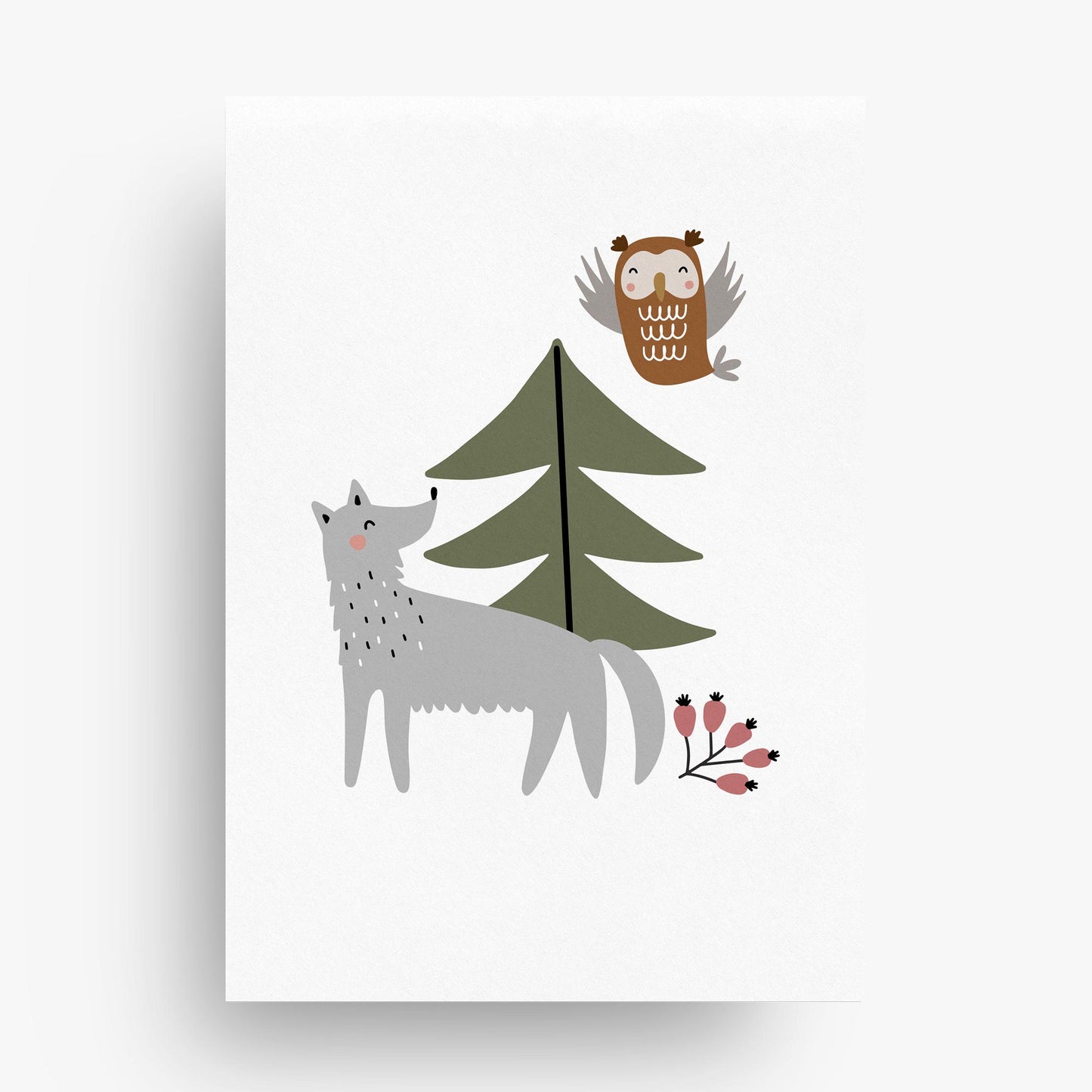 SCANDI FOREST SET OF THREE PERSONALISED ART PRINTS