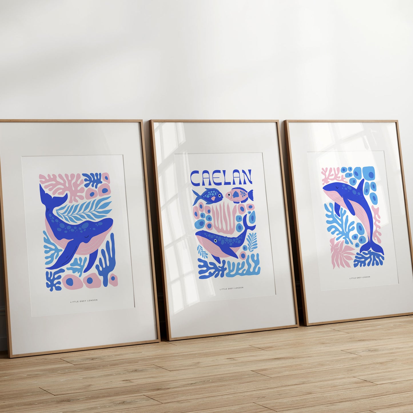 SEA WORLD SET OF THREE PERSONALISED ART PRINTS