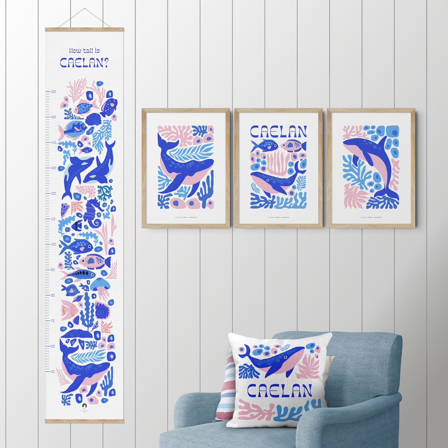 SEA WORLD SET OF THREE PERSONALISED ART PRINTS