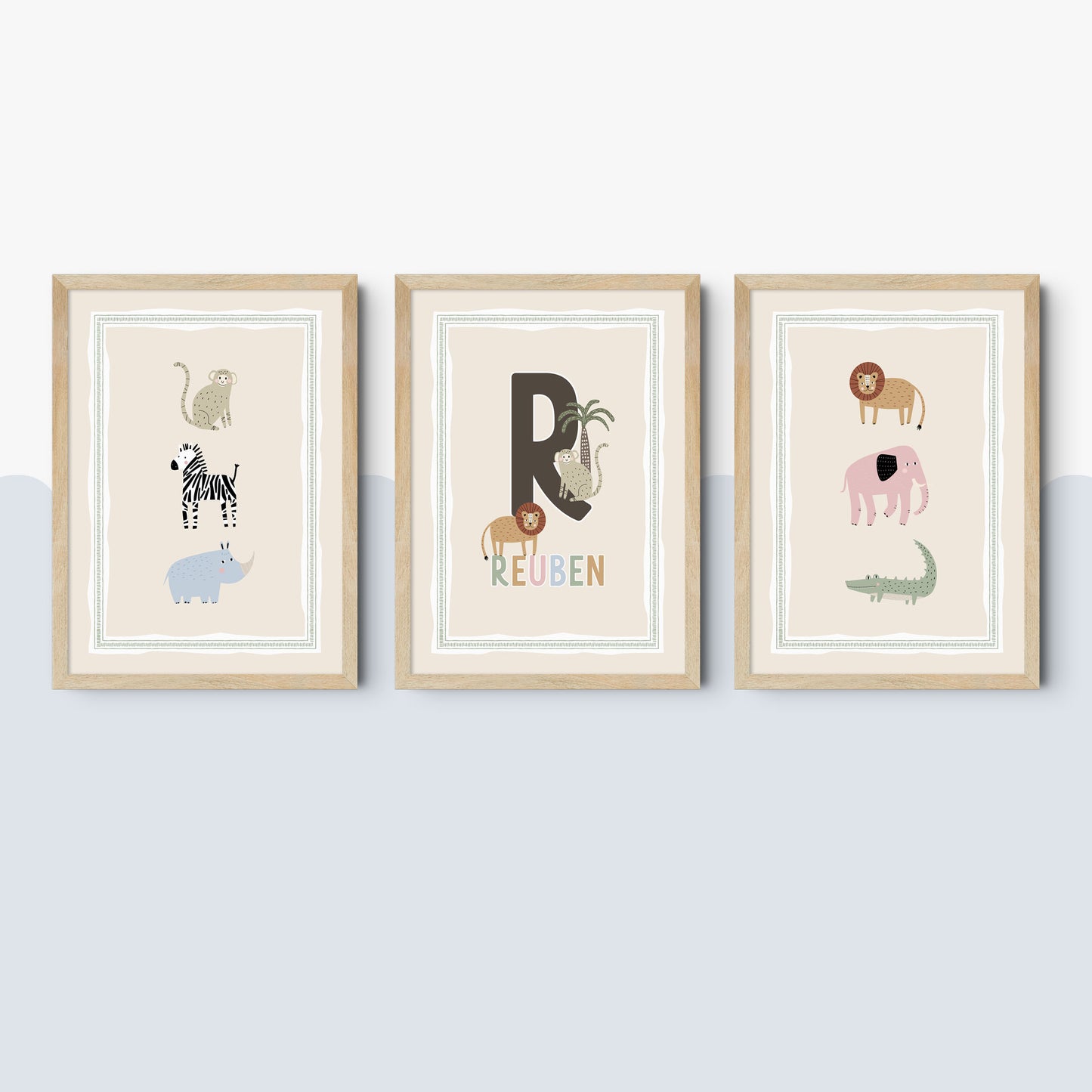 Stripy Safari Personalised Art Print