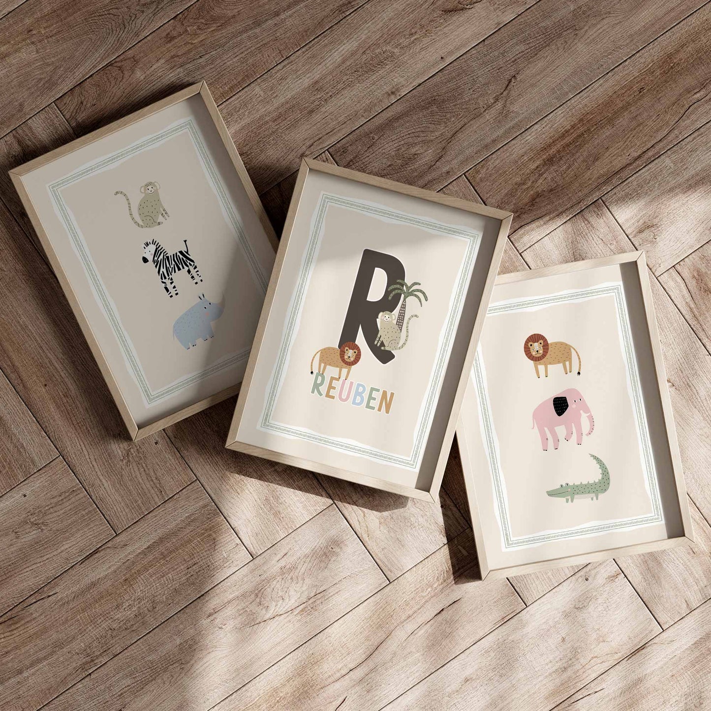 Stripy Safari Personalised Art Print