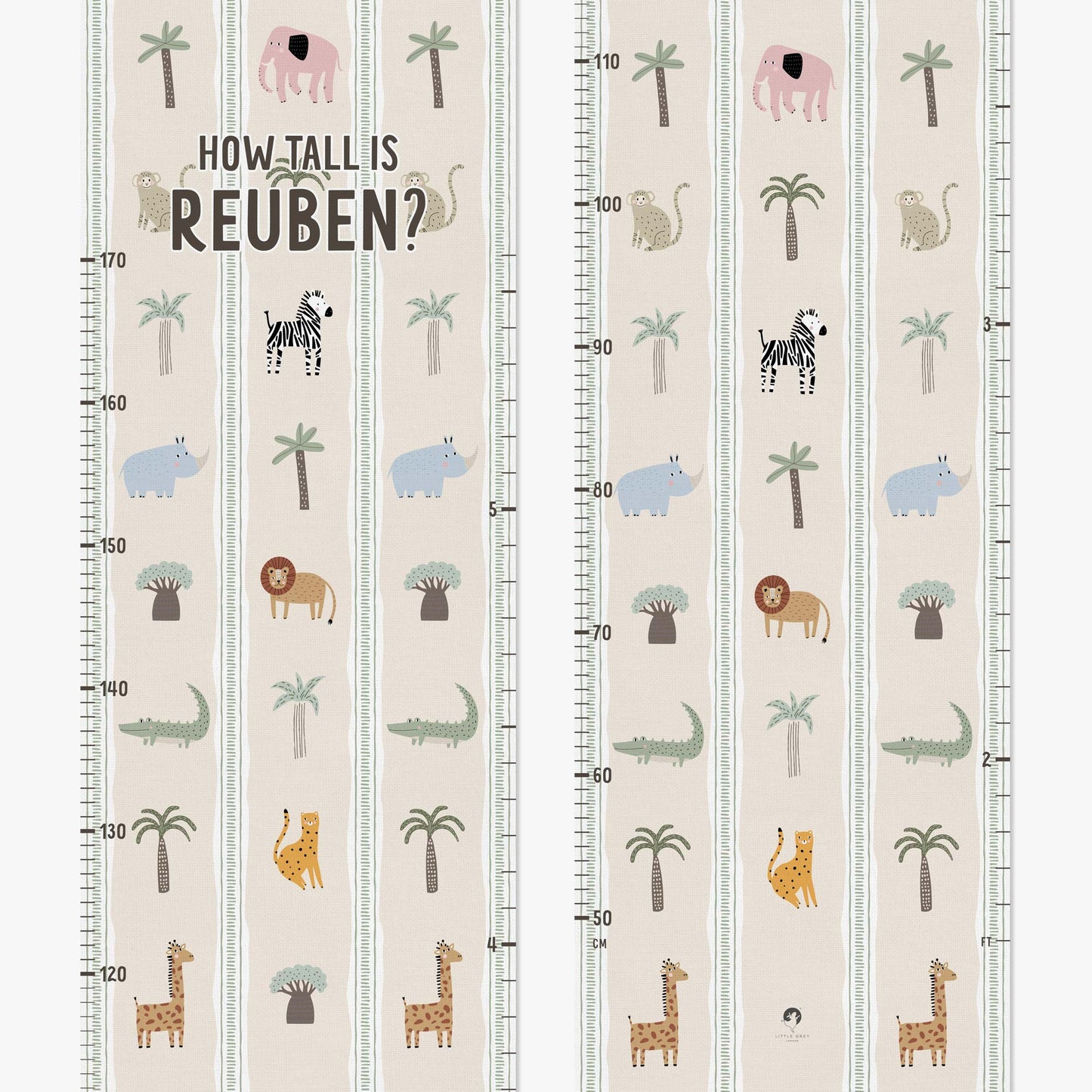 STRIPY SAFARI PERSONALISED HEIGHT CHART