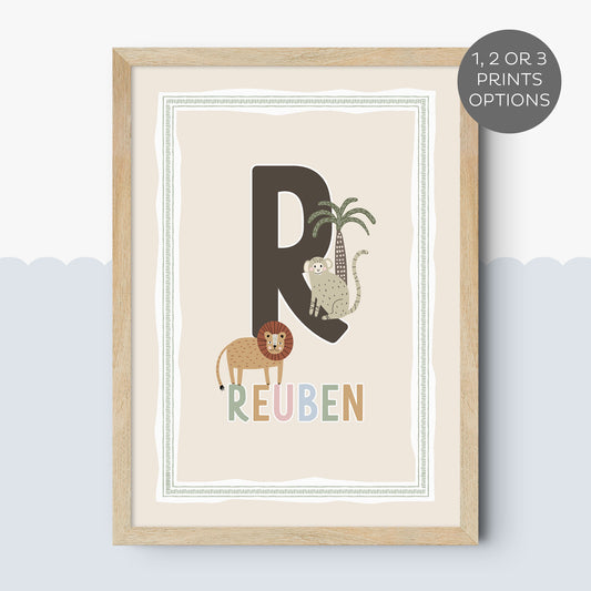 STRIPY SAFARY PERSONALISED ART PRINT