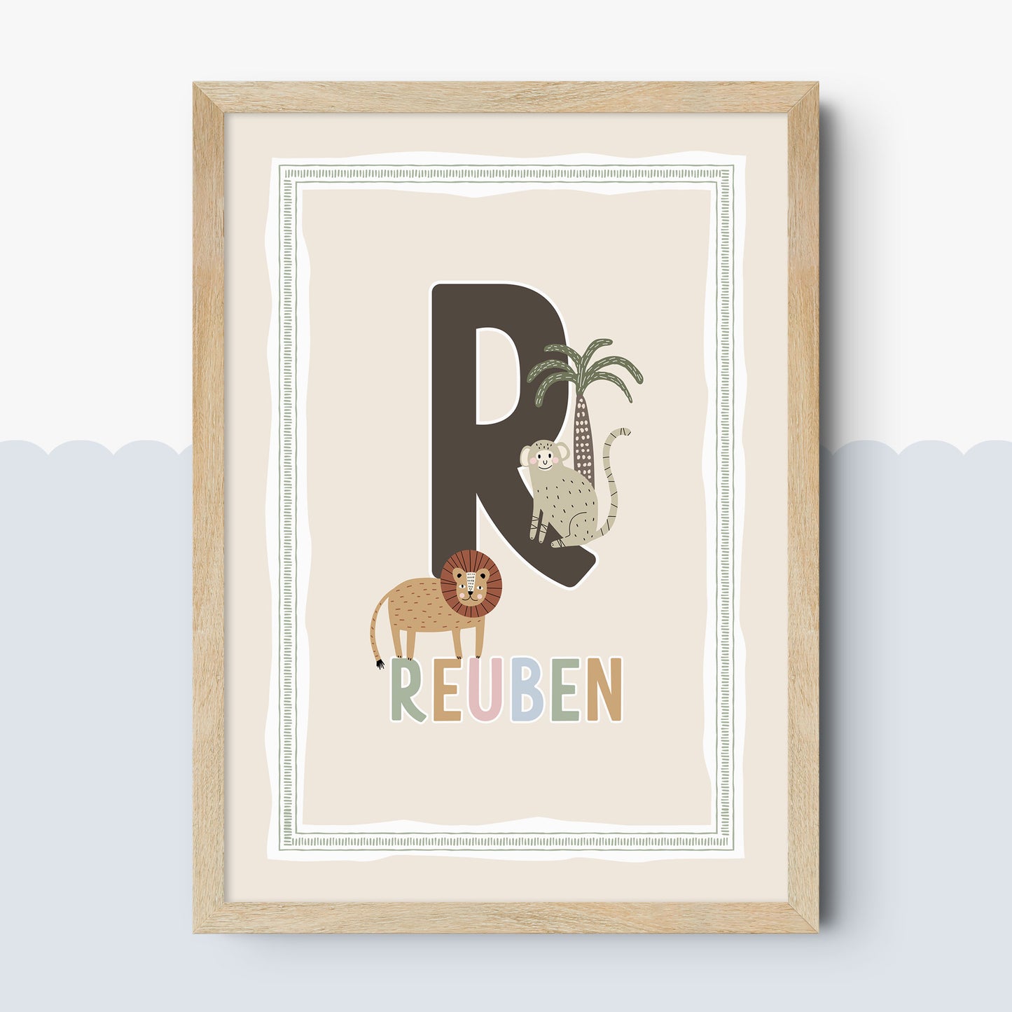Stripy Safari Personalised Art Print