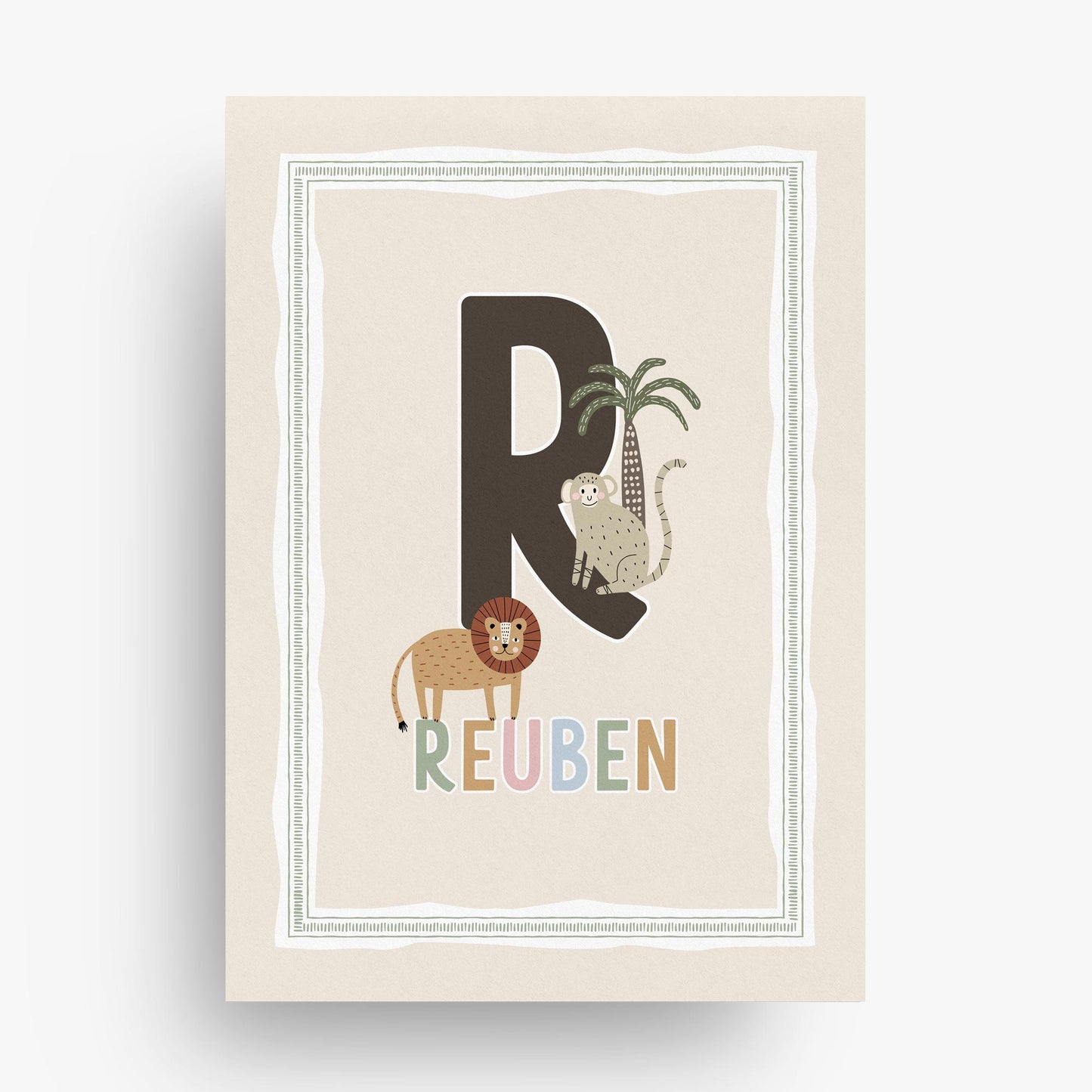 Stripy Safari Personalised Art Print
