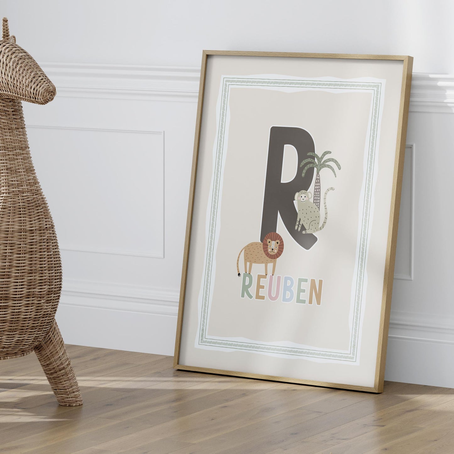 Stripy Safari Personalised Art Print