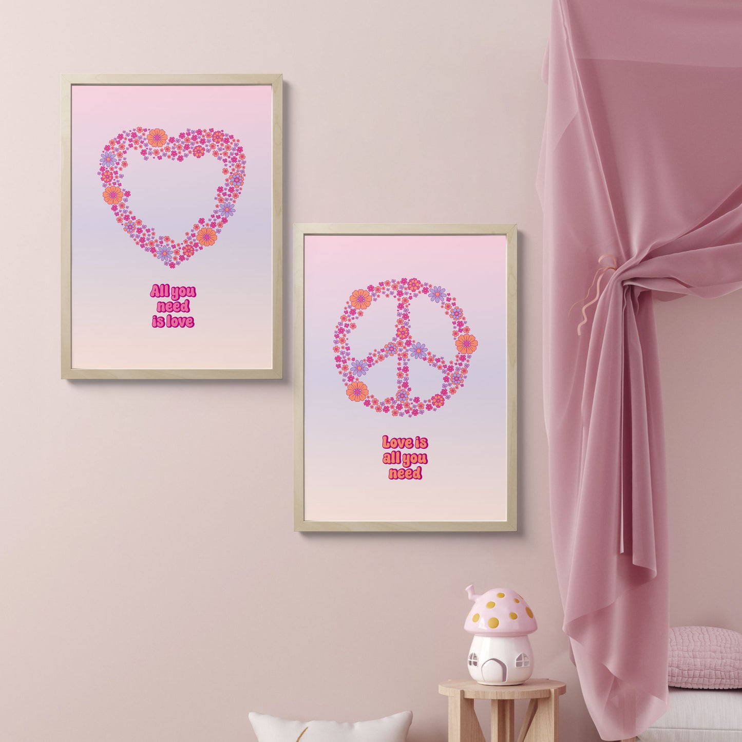 GROOVY 60's RETRO LOVE AND PEACE PRINTS