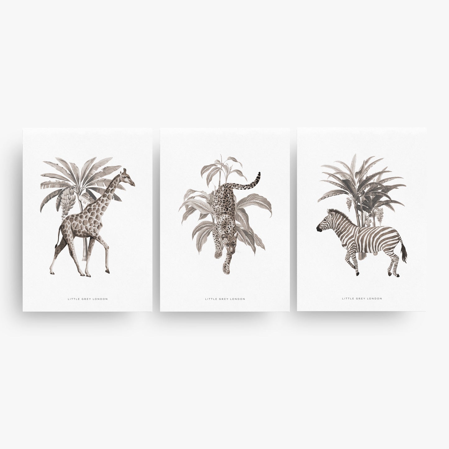 JUNGLE SAFARI NEUTRAL SET OF THREE ART PRINTS