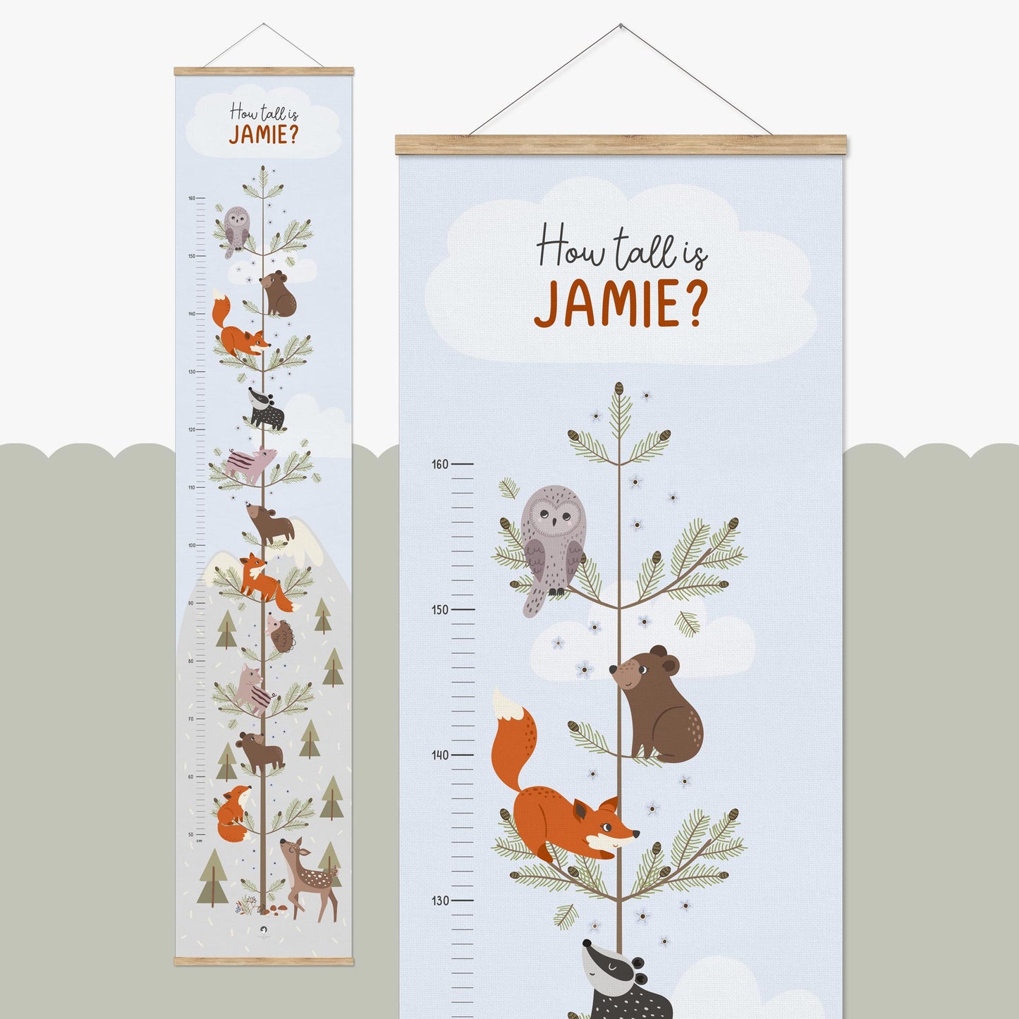FOREST ANIMALS PERSONALISED HEIGHT CHART
